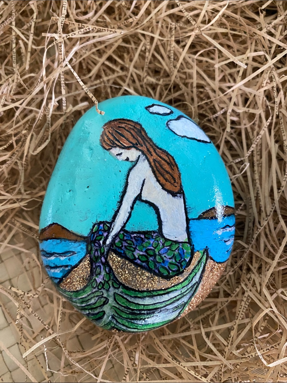 Hand-Painted Mermaid Rock Art  3”x 2.5”